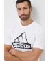 adidas Bavlněné tričko bílá barva s potiskem - Pepit.cz