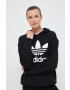 adidas Originals Bavlněná mikina dámská černá barva s kapucí s potiskem - Pepit.cz