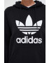 adidas Originals Bavlněná mikina dámská černá barva s kapucí s potiskem - Pepit.cz