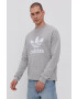 adidas Originals Bavlněná mikina H06650 pánská šedá barva melanžová H06650-MGREYH/WHT - Pepit.cz