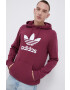 adidas Originals Bavlněná mikina pánská růžová barva s kapucí s aplikací - Pepit.cz