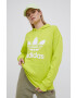 adidas Originals Bavlněná mikina Adicolor HE6950 dámská zelená barva s potiskem - Pepit.cz