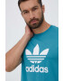 adidas Originals Bavlněné tričko tyrkysová barva s potiskem - Pepit.cz