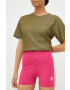 adidas Originals Kraťasy Adicolor dámské růžová barva s aplikací high waist HG6123-REMAG - Pepit.cz