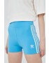 adidas Originals Kraťasy Adicolor HC1959 dámské tyrkysová barva s aplikací high waist - Pepit.cz