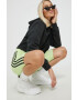 adidas Originals Kraťasy Trefoil Moments dámské zelená barva s aplikací high waist - Pepit.cz