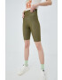 adidas Originals Kraťasy Trefoil Moments dámské zelená barva hladké high waist HF2105-FCOLI/ALML - Pepit.cz