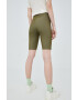 adidas Originals Kraťasy Trefoil Moments dámské zelená barva hladké high waist HF2105-FCOLI/ALML - Pepit.cz