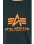 Alpha Industries Bavlněné tričko zelená barva s potiskem - Pepit.cz