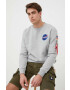 Alpha Industries Mikina Space Shuttle Sweater pánská šedá barva s potiskem 178307.17 - Pepit.cz