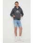 Alpha Industries Mikina Basic pánská šedá barva s kapucí s potiskem 178312.136-grey - Pepit.cz