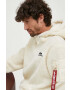 Alpha Industries Mikina Teddy Hoody pánská béžová barva s kapucí s aplikací 118330.16-cream - Pepit.cz