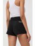 Armani Exchange Kraťasy dámské tmavomodrá barva hladké high waist - Pepit.cz