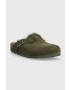 Birkenstock Semišové pantofle Boston dámské zelená barva 1025667 - Pepit.cz