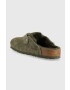 Birkenstock Semišové pantofle Boston FUR pánské zelená barva 1025686 - Pepit.cz