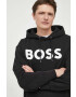 Boss Orange Bavlněná mikina BOSS pánská černá barva s potiskem - Pepit.cz