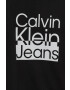 Calvin Klein Jeans Dětská bavlněná mikina béžová barva s potiskem - Pepit.cz