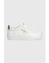 Calvin Klein Jeans Kožené sneakers boty VULC FLATFORM LACEUP bílá barva YW0YW01220 - Pepit.cz