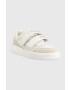 Calvin Klein Jeans Kožené sneakers boty YW0YW00879 CHUNKY CUPSOLE LTH VELCRO béžová barva - Pepit.cz