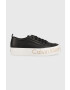 Calvin Klein Jeans Kožené sneakers boty Yw0yw01025 Vulc Flatf Low Wrap Around Logo černá barva - Pepit.cz