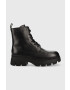 Calvin Klein Jeans Kožené workery Chunky Combat Laceup Boot dámské černá barva na plochém podpatku - Pepit.cz