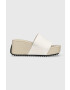 Calvin Klein Jeans Semišové pantofle WEDGE BLOCK SANDAL SU CON dámské zelená barva na klínku YW0YW01015 - Pepit.cz