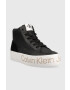 Calvin Klein Jeans Sneakers boty Yw0yw00865 Vulc Flatf Mid Wrap Around Logo černá barva - Pepit.cz