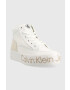 Calvin Klein Jeans Sneakers boty Yw0yw00865 Vulc Flatf Mid Wrap Around Logo bílá barva - Pepit.cz