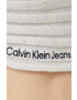 Calvin Klein Jeans Svetr z vlněné směsi dámský béžová barva lehký s pologolfem - Pepit.cz