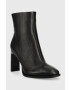 Calvin Klein Kožené kotníkové boty Curved Stil Ankle Boot 80 dámské černá barva na podpatku - Pepit.cz