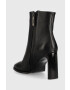 Calvin Klein Kožené kotníkové boty Curved Stil Ankle Boot 80 dámské černá barva na podpatku - Pepit.cz