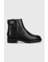 Calvin Klein Kožené kotníkové boty Rubber Sole Ankle Boot dámské černá barva na plochém podpatku - Pepit.cz