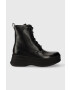 Calvin Klein Kožené workery PITCHED COMBAT BOOT dámské černá barva na platformě HW0HW01599 - Pepit.cz