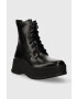 Calvin Klein Kožené workery PITCHED COMBAT BOOT dámské černá barva na platformě HW0HW01599 - Pepit.cz