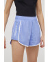 Calvin Klein Performance Tréninkové šortky Ck Essentials dámské fialová barva s potiskem high waist - Pepit.cz