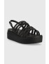 Crocs Sandály Brooklyn Strappy Low Wedge dámské černá barva na platformě 206751 - Pepit.cz