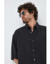 Emporio Armani Košile pánská černá barva relaxed s límečkem button-down - Pepit.cz