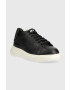 Emporio Armani Kožené sneakers boty černá barva - Pepit.cz