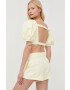 For Love & Lemons Kraťasy dámské žlutá barva hladké high waist - Pepit.cz