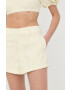 For Love & Lemons Kraťasy dámské žlutá barva hladké high waist - Pepit.cz