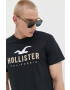 Hollister Co. Bavlněné tričko černá barva s aplikací - Pepit.cz