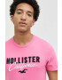 Hollister Co. Bavlněné tričko růžová barva s aplikací - Pepit.cz