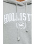 Hollister Co. Mikina dámská šedá barva s kapucí s aplikací - Pepit.cz