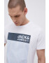 Jack & Jones Bavlněné tričko bílá barva s potiskem - Pepit.cz