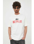 Lacoste Bavlněné tričko x Netflix bílá barva TH7343-70V - Pepit.cz