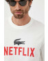 Lacoste Bavlněné tričko x Netflix bílá barva TH7343-70V - Pepit.cz