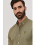 Lyle & Scott Košile pánská zelená barva regular s límečkem button-down - Pepit.cz