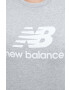 New Balance Bavlněné tričko šedá barva - Pepit.cz