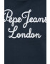 Pepe Jeans Bavlněná mikina dámská tmavomodrá barva s kapucí s aplikací - Pepit.cz