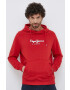 Pepe Jeans Bavlněná mikina Edward Hoodie pánská červená barva s kapucí s potiskem - Pepit.cz